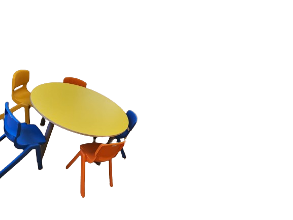 שולחן בצורת עיגול צבעוני