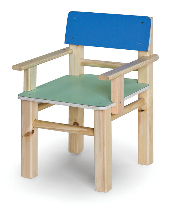 כסא עץ צבעוני+ ידיות